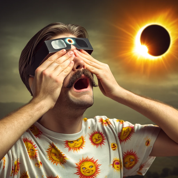 Person looking directly at the solar eclipse