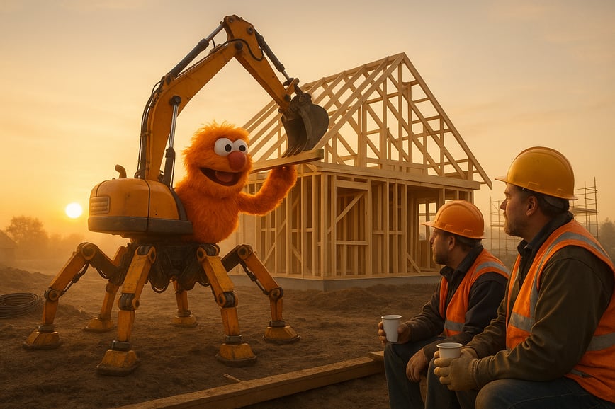 Six-legged construction muppet